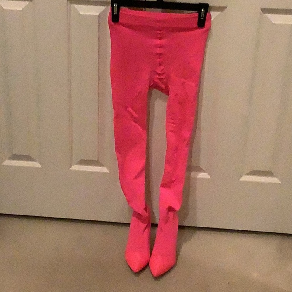 Stocking boots, Fashion Nova Valentina3, Neon Pink, 4.5 Inch Heel